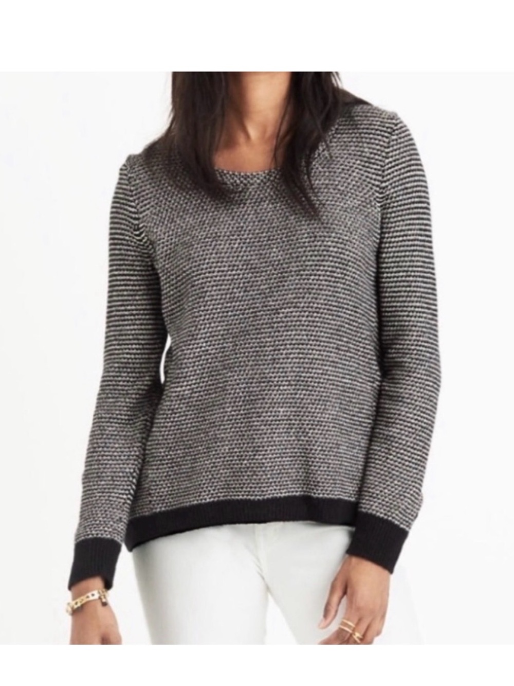 Madewell Pullover Knit Black White Sweater Small
